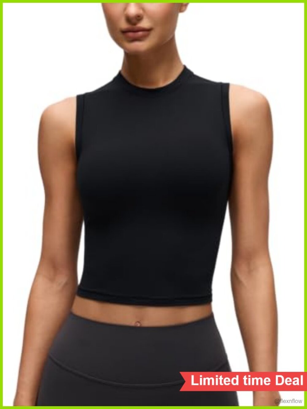 High Neck Crop Tank Top Softembrace Sleeveless Fitted